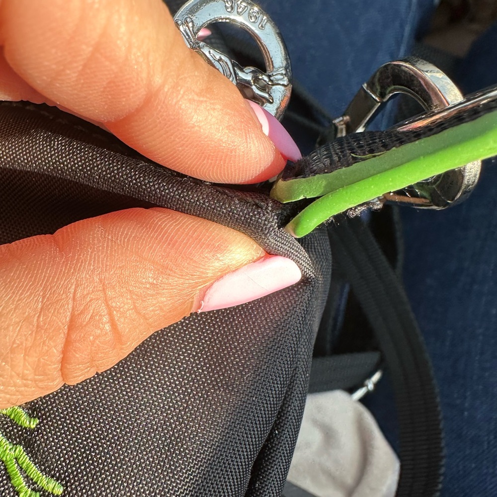 RARE Longchamp Black Crossbody Bag with Green Accents - Picture 4 of 4